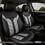 Seat Covers Chevron Silver Pro – Fundas Tapiforros Negro con Gris Plata