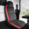 Tapiforros para Camión Tipo NHR JAC, JMC y Fotón – Diseño Diamond Red en Pana Gris con Prana Rojo