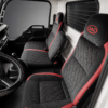 Tapiforros para Camión Tipo NHR JAC, JMC y Fotón – Diseño Diamond Red en Pana Gris con Prana Rojo