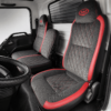 Tapiforros para Camión Tipo NHR JAC, JMC y Fotón – Diseño Diamond Red en Pana Gris con Prana Rojo