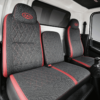 Tapiforros para Camión Tipo NHR JAC, JMC y Fotón – Diseño Diamond Red en Pana Gris con Prana Rojo