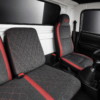 Tapiforros para Camión Tipo NHR JAC, JMC y Fotón – Diseño Diamond Red en Pana Gris con Prana Rojo